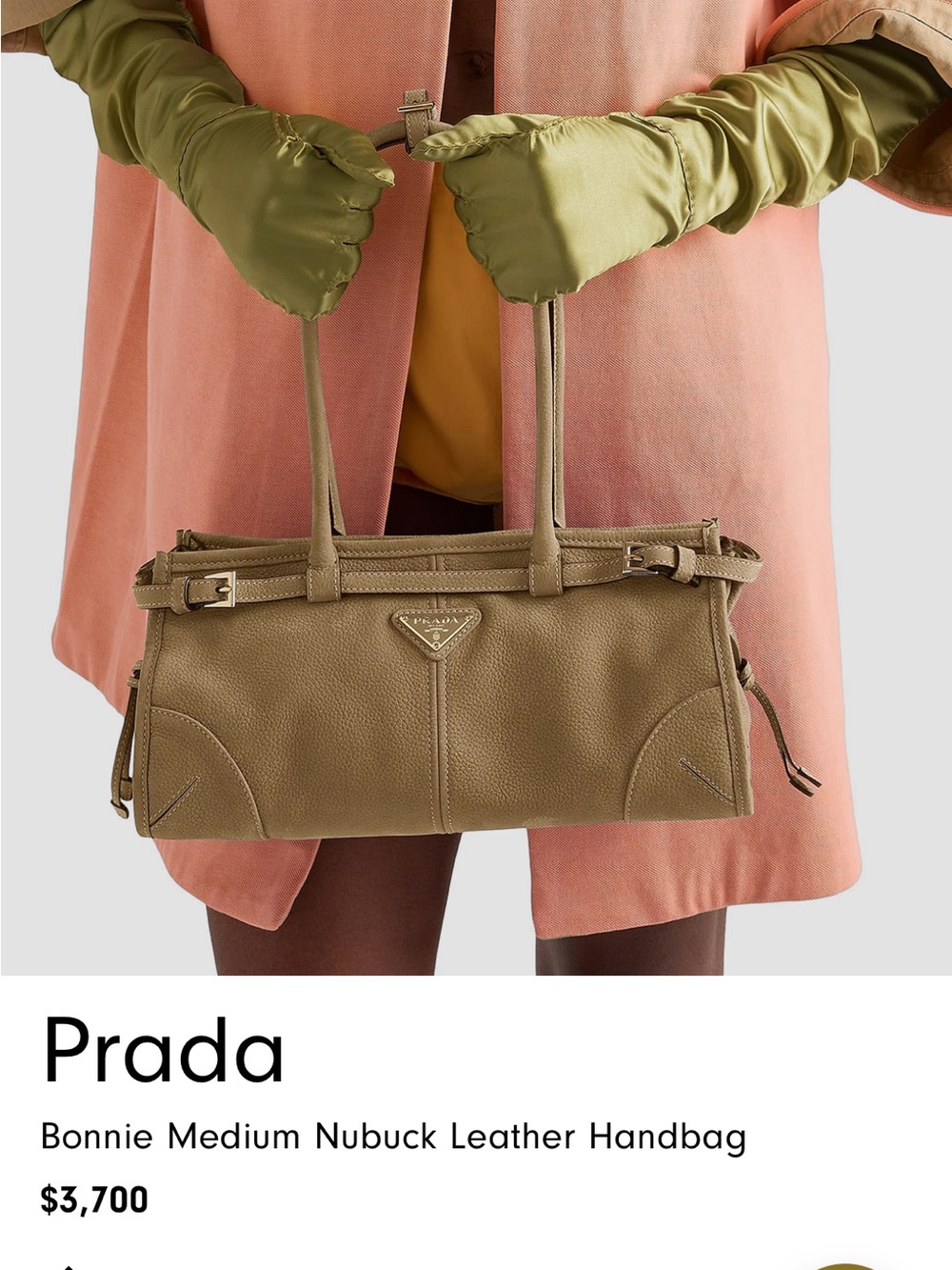Prada Bonnie Medium Nubuck Leather Shoulder Bag — Tan - Picture 2 of 3